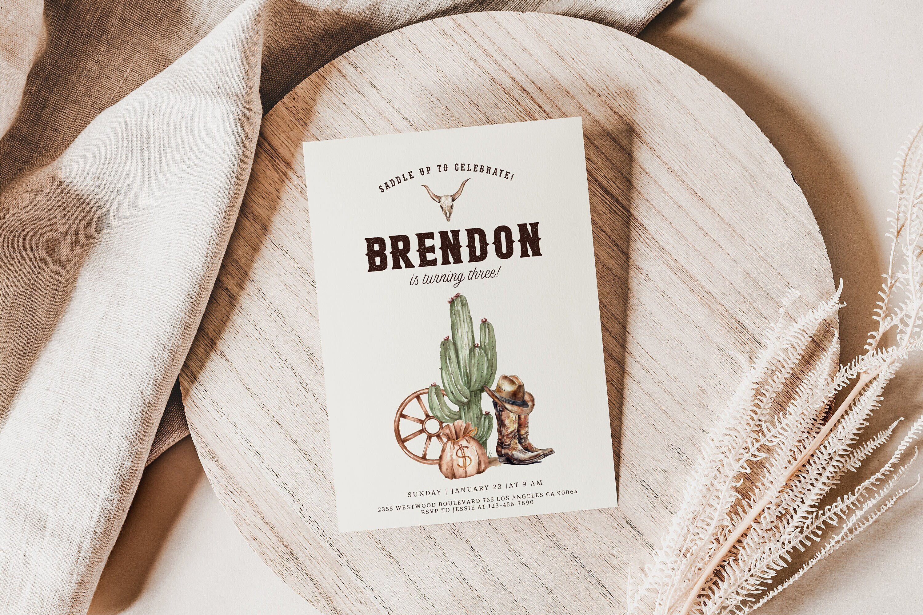 Wild West Birthday Party Invitation - Editable Cowboy Invite - Country Western Invitation - Rodeo Theme Party - Instant Download