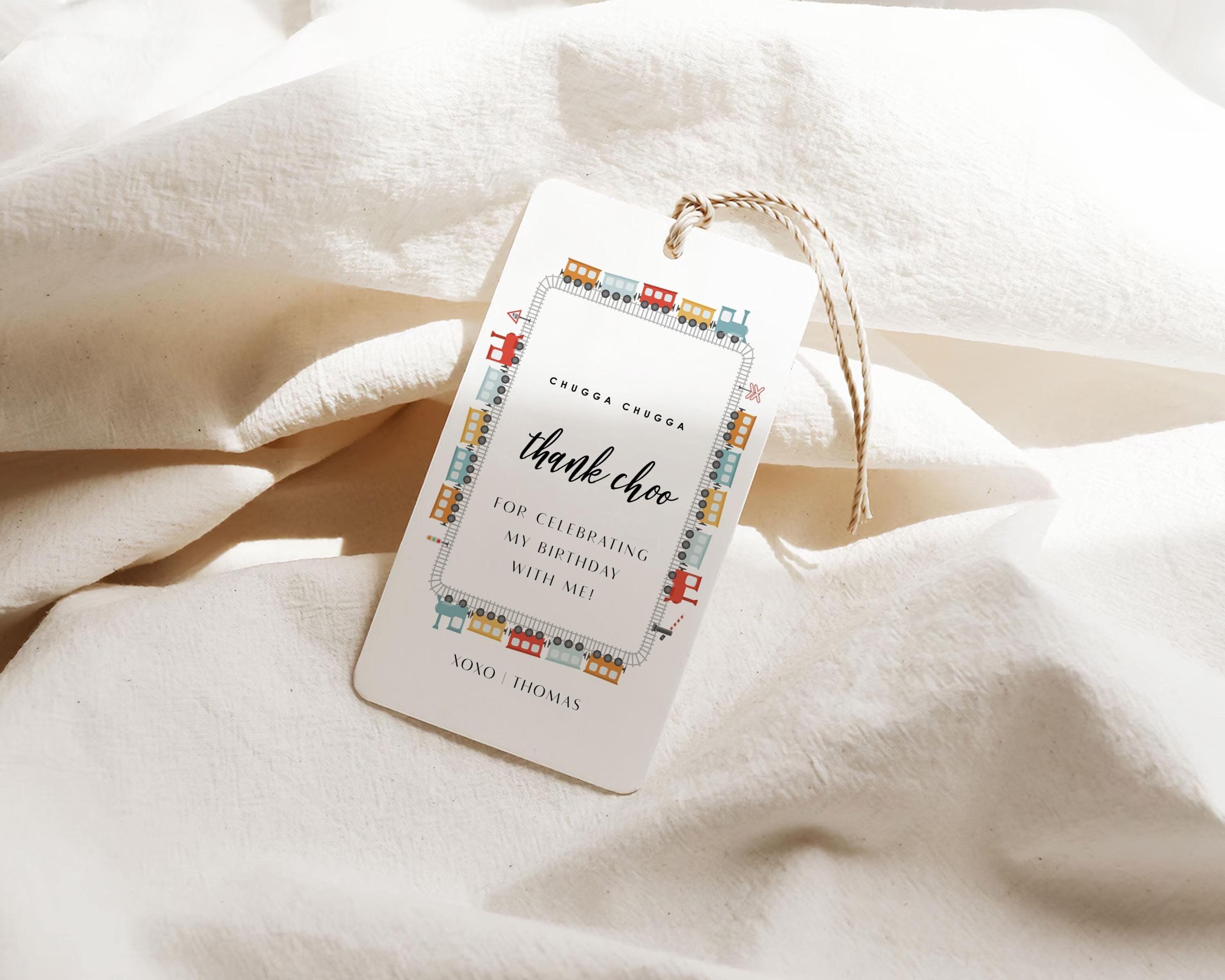 Train Birthday Party Favor Tag - Editable Chugga Chugga Two Two Party Favor - Second Birthday Party - Railroad Theme, Instant Download
