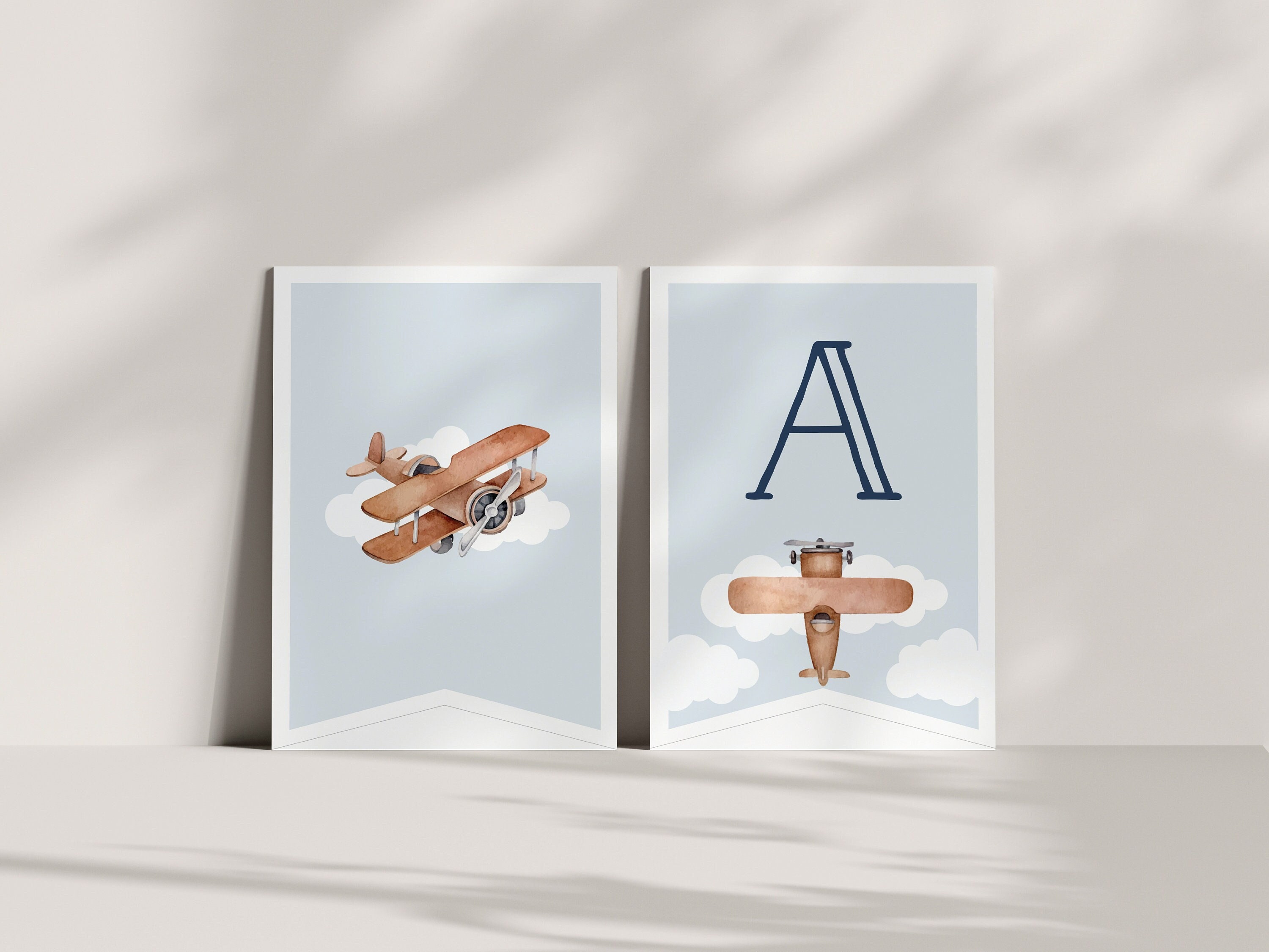 Airplane Birthday Flag Banner - Aviation Theme Party Decor - Modern Plane Bunting -  Aviation - Editable Instant Download