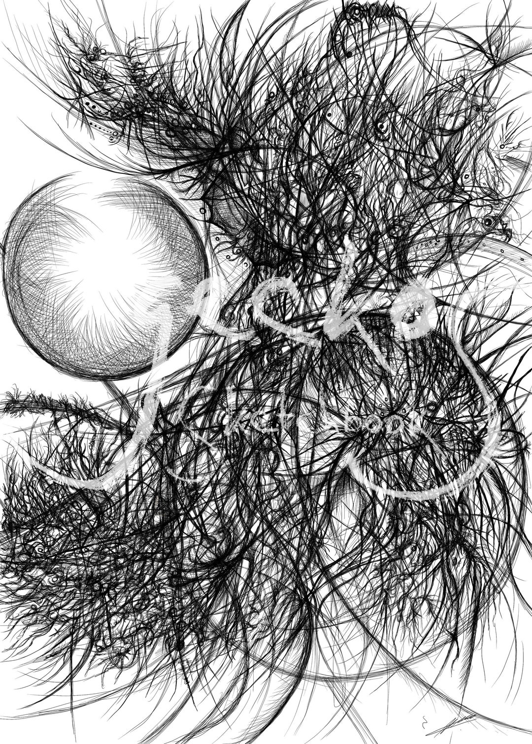 Abstract Wall Art Black and White Drawing Obsession Etsy