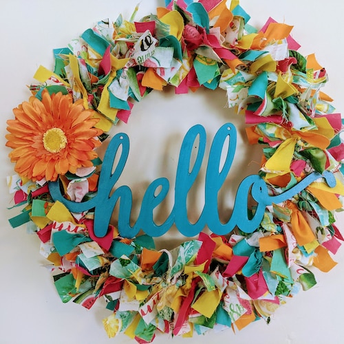 Spring Wreathfabric Wreathrag Etsy