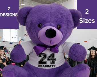 Graduation Purple Teddy Bear  Personalized Bear Custom T-shirt Purple Bear Keepsake Gift for Her Gift for Him