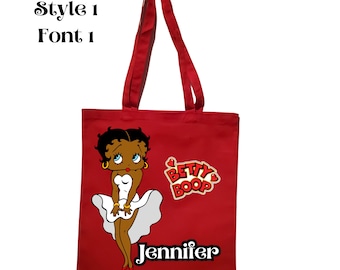 Cabas rouge personnalisé Betty Boop noir, cadeau pour elle, cabas rouge afro-américain personnalisé