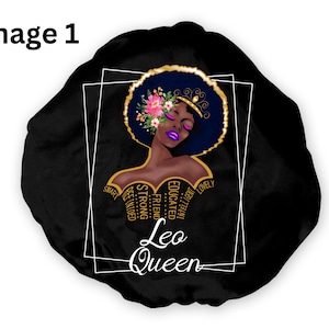 Satin Hair Bonnet mit Leo Sternzeichen: Personalisiertes Geburtstagsgeschenk