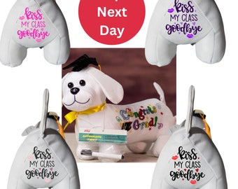 Autograph Graduation Dog Graduation Gift for Students Personalized Graduation Gifts - Kiss My Class Goodbye Lips and Hearts