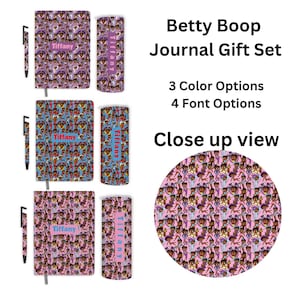Black Betty Boop Inspired Gift Set - Leather Journal, Phone Holder Pen, & 20 oz Tumbler