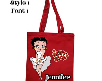 Personalized Betty Boop Red Tote Bag Gift for Her Custom