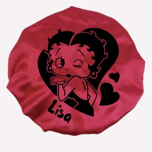Betty Boop Personalized Satin Hair Bonnet: Custom Sleep Cap