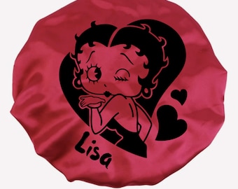 Bonnet personnalisé en satin Betty Boop : bonnet de nuit personnalisé