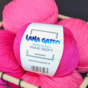 Lana Gatto Maxi Soft Filato per maglieria extrafine 100% lana merino, filato italiano, filato di lana morbido per neonati, peso pettinato medio 90 m 50gr