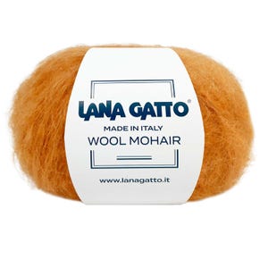 Lana Gatto Wool Mohair, Mohair wool knitting yarn, Fluffy soft yarn, Italian yarn, crochet yarn for voluminous and airy look, natural yarn
