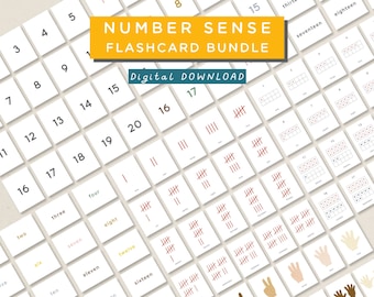 PRINTABLE Numbers Flashcards 1-20 for Kids, Learning Number Sense ...