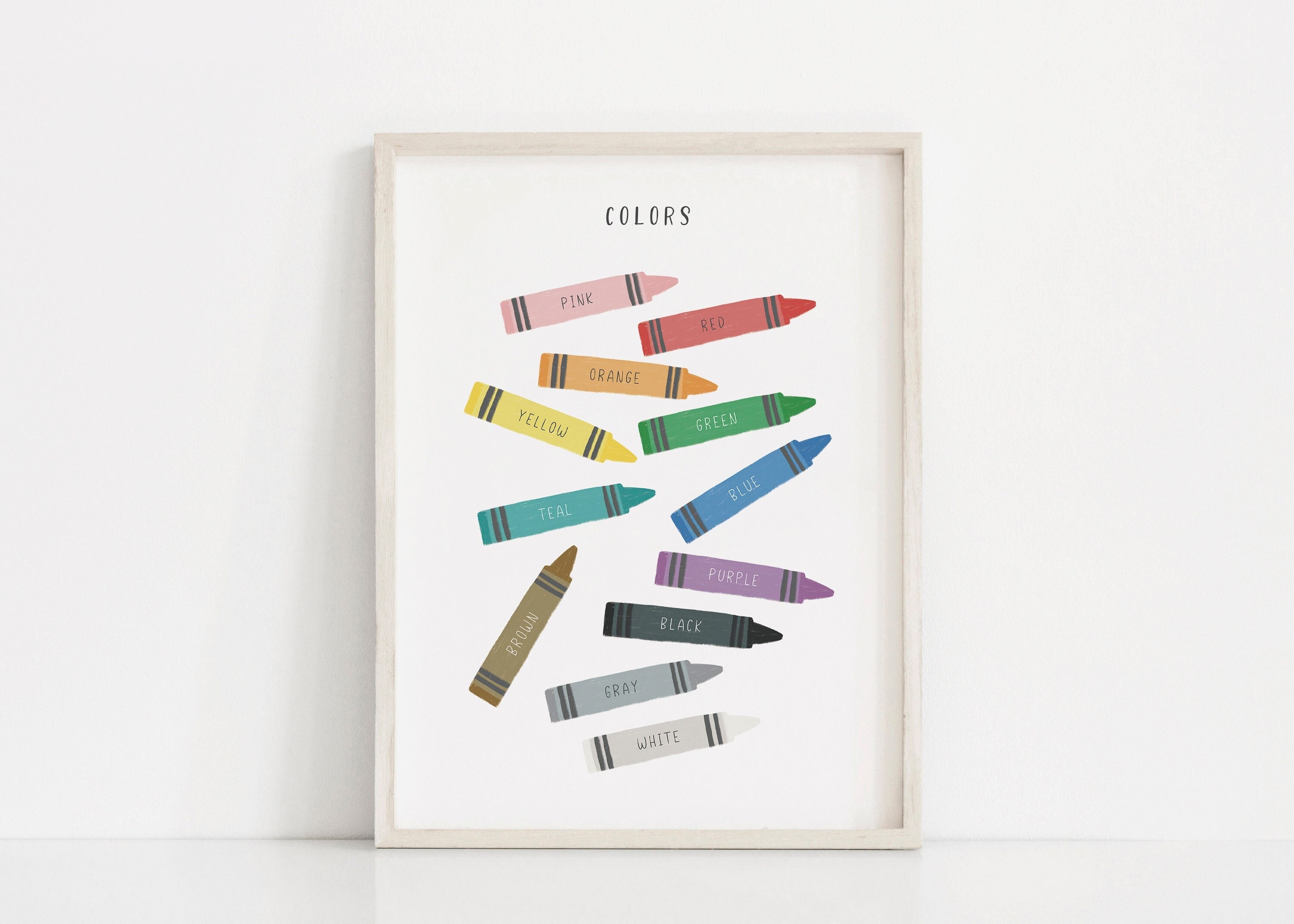 PRINTABLE Colors Poster for Kids Crayons Nursery Educational - Etsy