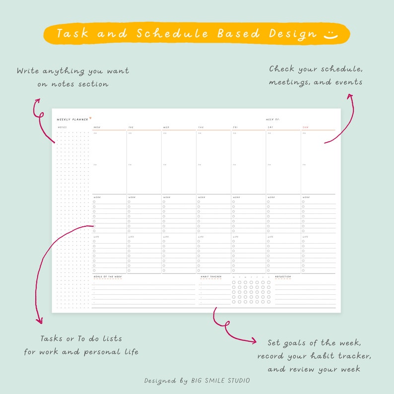 PRINTABLE Weekly Planner Schedule to Do List Organizer Etsy PRINTABLE Weekly Planner Schedule to Do List Organizer Etsy