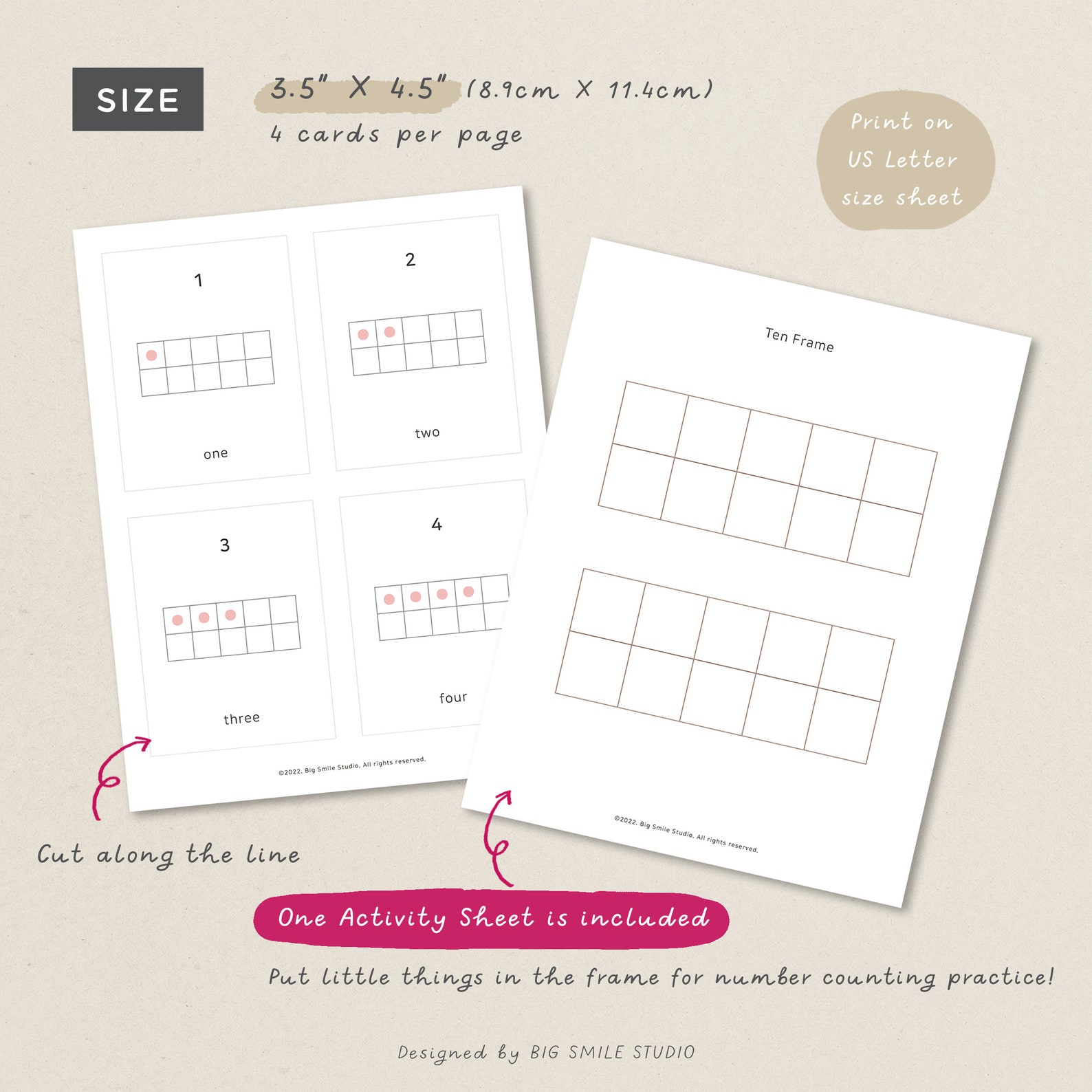 PRINTABLE Ten Frame Flashcards 120 for Kids, Learning Number Sense
