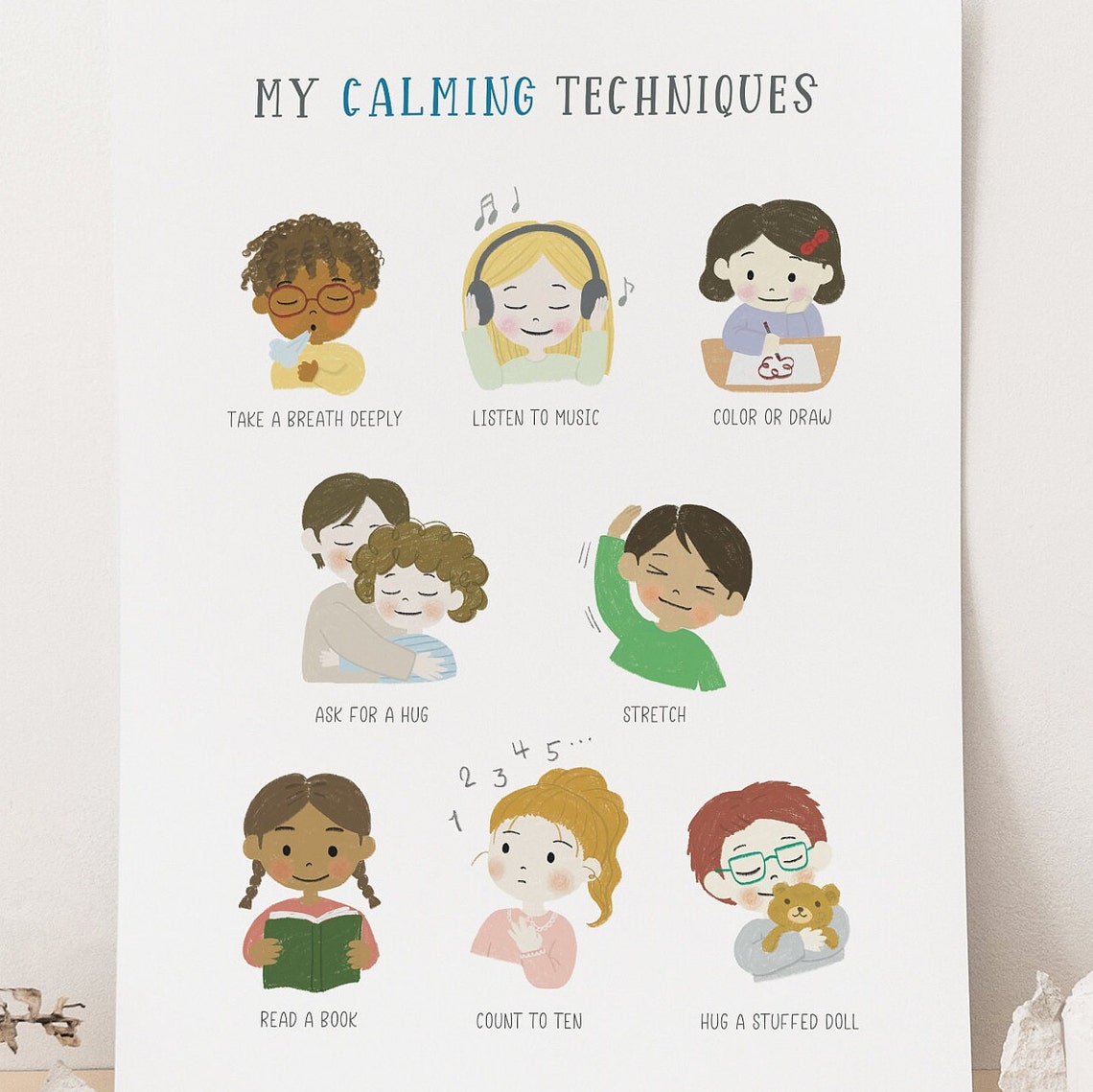 Printable Calming Techniques For Kids Calm Corner Preschool Etsy