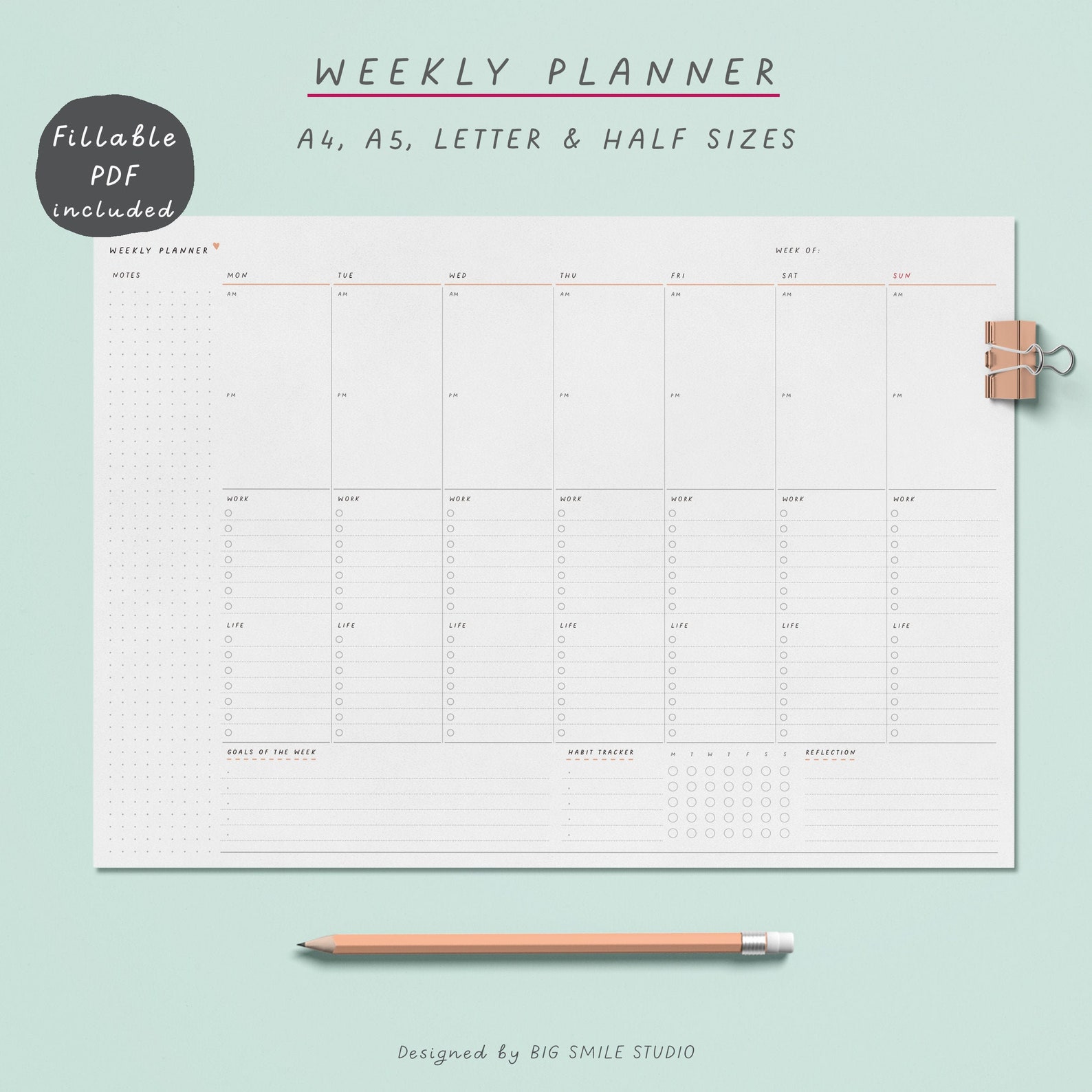 PRINTABLE Weekly Planner Schedule & to Do List Organizer | Etsy