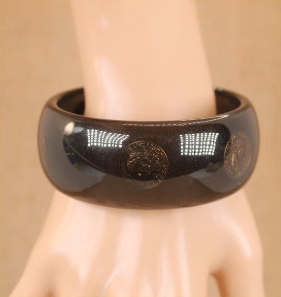 Bracelet Vintage En Résine Transparent - Occasion En Bon état - Largeur 2 Cm