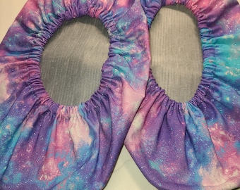 Fluorescent color bowling shoe covers with glitter