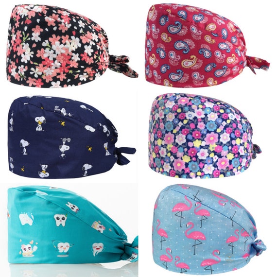 Scrub cap Scrub hat Surgical Scrub Hats with Buttons Ear Etsy