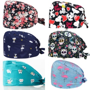 Cuffia chirurgica, Cappello chirurgico, Cappelli chirurgici con bottoni e salva orecchie, Cuffie chirurgiche, Cuffie chirurgiche in cotone per donna, Spedizione dagli USA