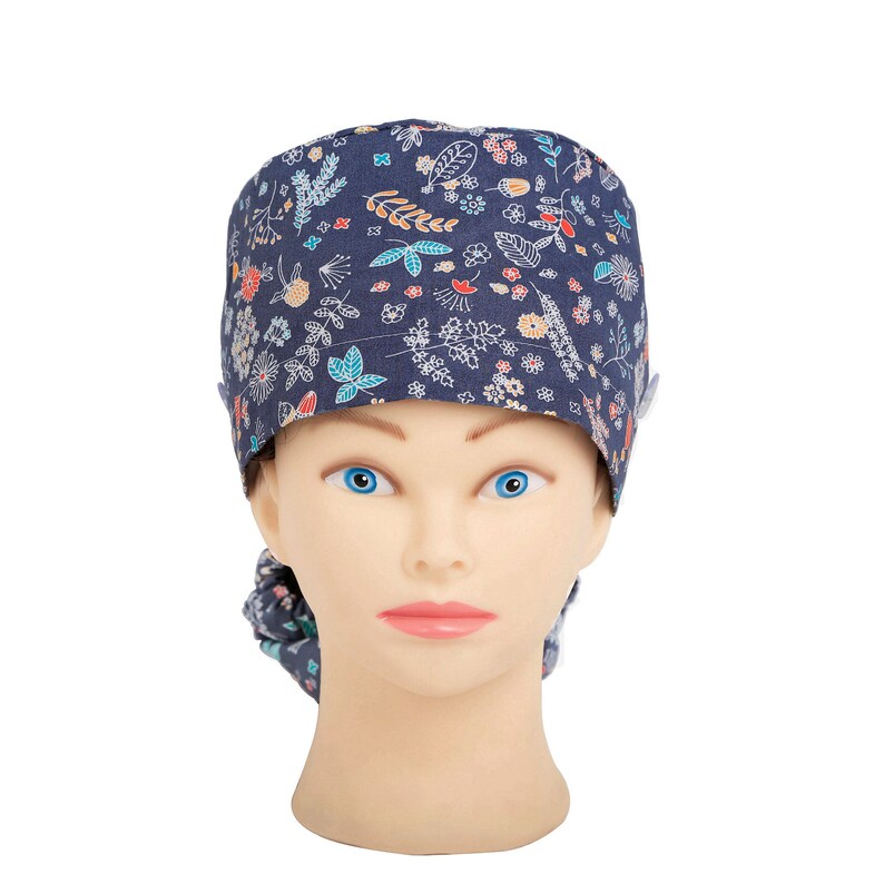 Surgical Scrub Cap Hat With Buttons Ear Savers for Ponytail Etsy
