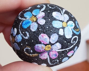 Flowers Love Inspirational Hand Painted Rock Gift Hand Painted Stones Rock Art