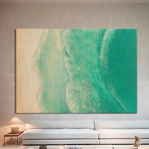 Seascape Abstract Painting 3D Oceanfront Art Turquoise Wall Decor Original Seafront Large Canvas Original Wave Art, extra large wall art