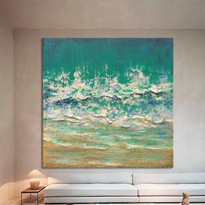 3D Ocean Art, Ocean painting, Sea and beach, Seascape, Beach painting, Ocean art, Wave, Turquoise wall art, Texture art, Original Sea Art