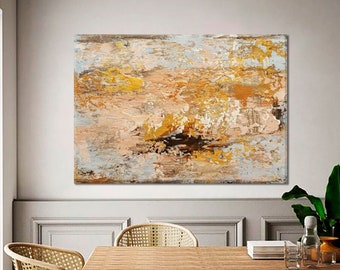 Large Original Abstract Paintings On Canvas Beige Oil Painting Modern Wall Art Textured Painting Hand Painted Artwork for Living Room Decor