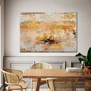 Large Original Abstract Paintings On Canvas Beige Oil Painting Modern Wall Art Textured Painting Hand Painted Artwork for Living Room Decor
