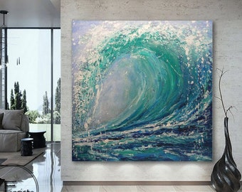 Ocean art, beach decor, ocean wall art, unique beach decor, unique ocean decor, ocean wave canvas, turquoise ocean wave art big ocean wave