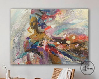 African wall colorful art african painting bright abstraction ethnic art afro american woman color painting in living room textured African