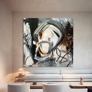 Abstract Beige Painting Black Painting Artwork Original Acrylic Painting Modern Art On Canvas Wall Painting For Living Room Modern Art