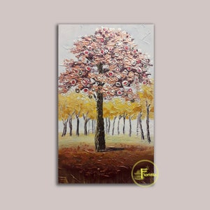 Tree of Life Original Abstract Painting Oil Acrylic Canvas Paintings Wall Art Modern Home Decor Gold Painting Abstract Living Room Art Gold