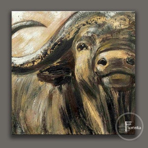 Big buffalo African bull Bull texture art African art Abstract buffalo Large bull texture Buffalo art Handsome bull beige picture brown art