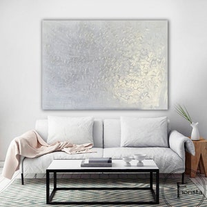 3D White Textured Painting White Textured Wall Art White Abstract Painting White 3D Minimalist Art Living Room Wall Decor Calming Painting