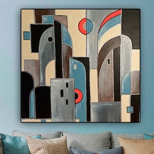 Origineel abstract schilderij olieverfschilderijen op canvas muurschilderij soort stad moderne kunst aan huis kunst kantoor decor stadsgezicht abstracte stad minimalisme