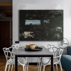 Black abstract original painting minimalism large texture 3d art nordic painting live on the bedroom wall oil painting large painting gift