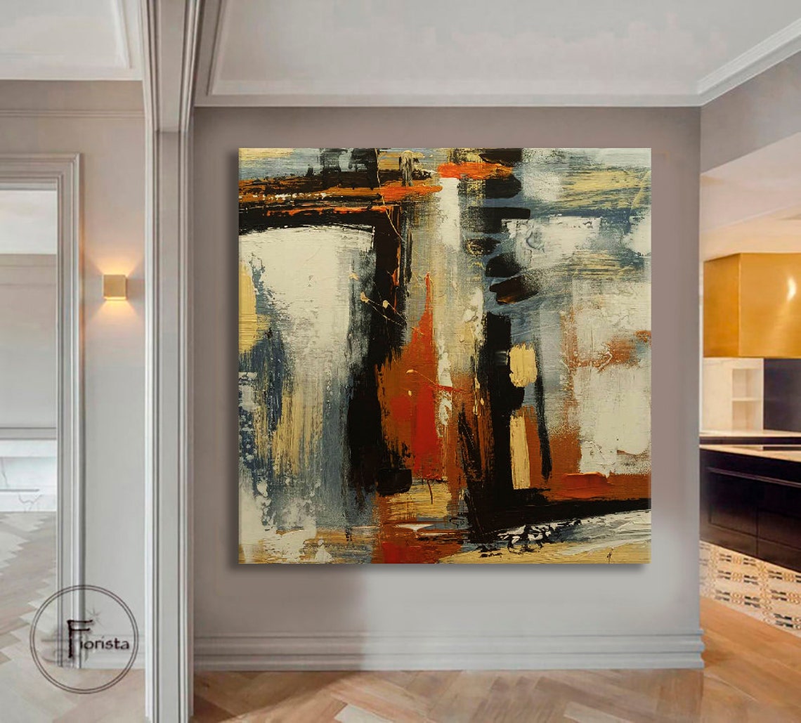 Extra Large Abstract Painting Yellow Wall Art Painting Over Etsy