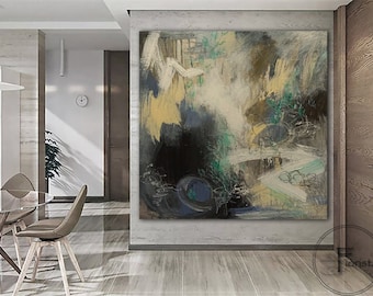 Oversized Painting Gray Abstract Painting Blue And Gray Canvas Art Modern Painting Large Artwork Abstract Canvas Wall Art Living Room Art