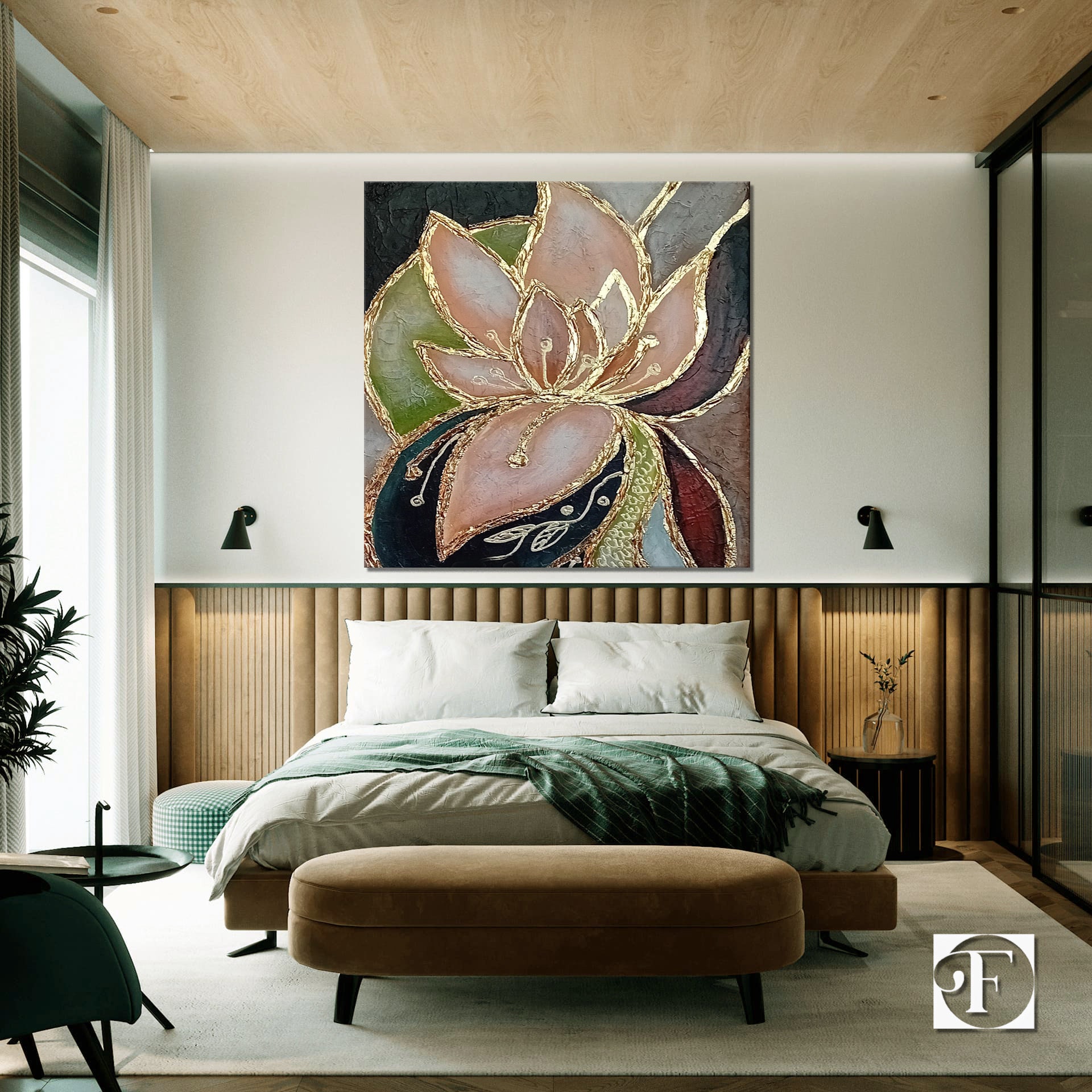 Large Original Lotus Painting Abstract Flower Oil Painting on Canvas ...