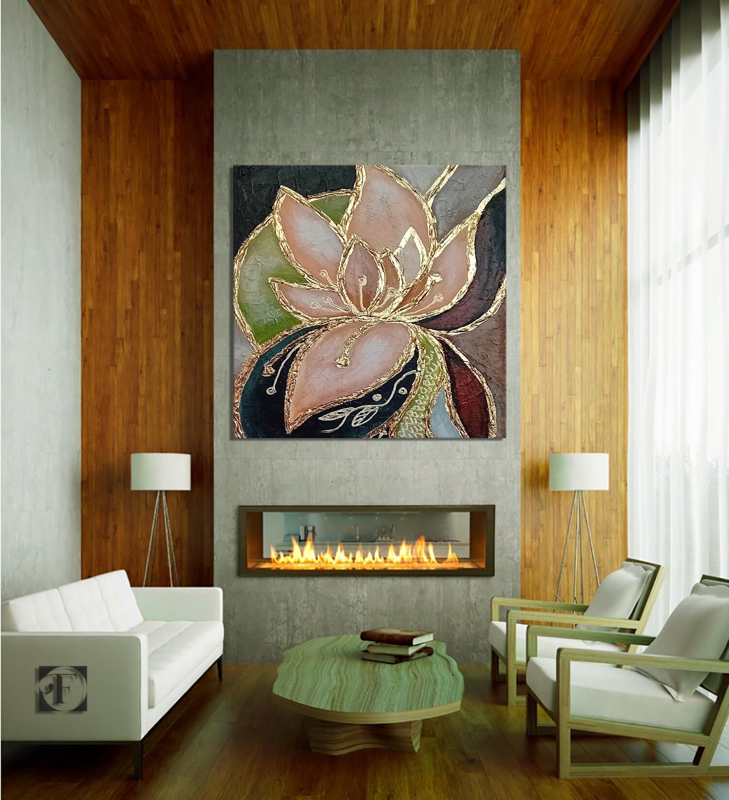 Large Original Lotus Painting Abstract Flower Oil Painting on Canvas ...