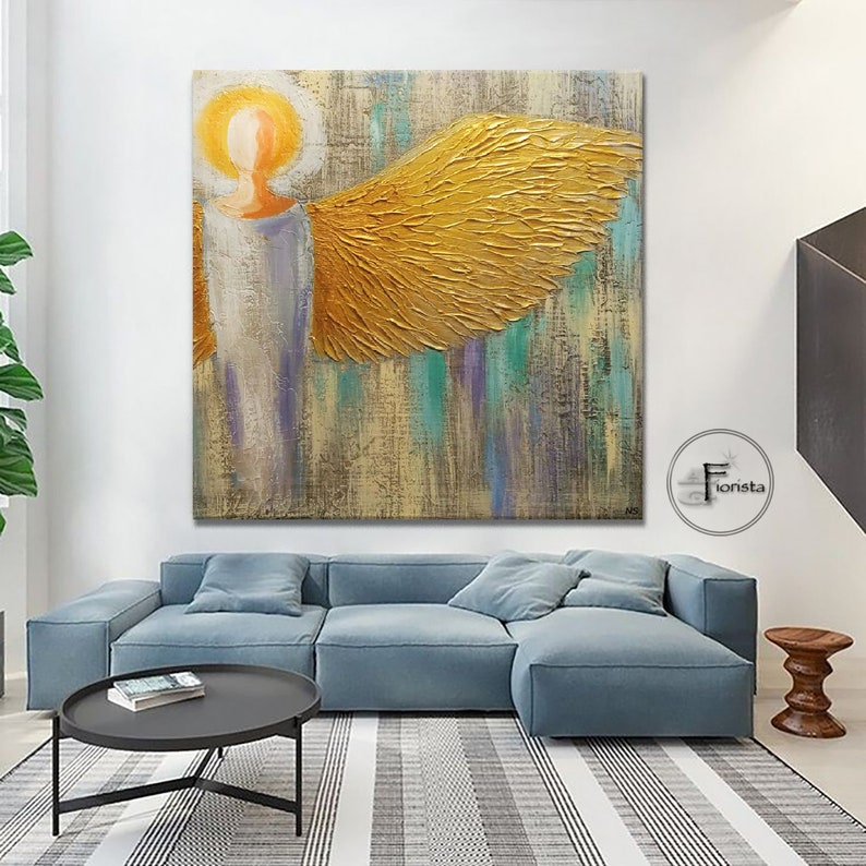 Large Abstract Angel Wings Canvas Oil Painting Original Textured Wall ...