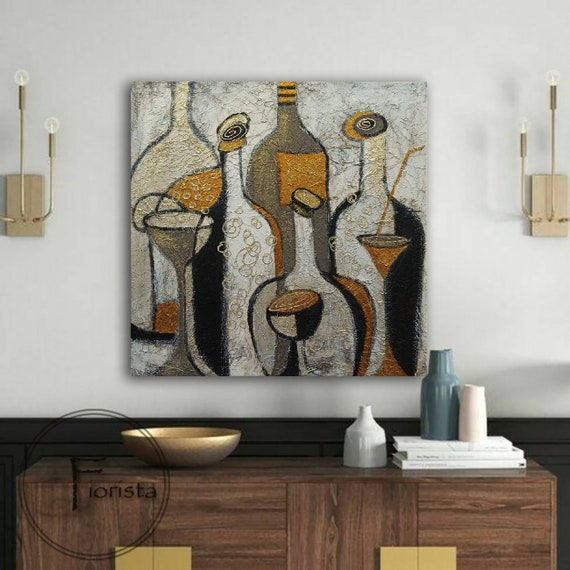 toelage Kwestie gewicht Stilleven Abstract schilderij Keuken kunst Eetkamer - Etsy Nederland