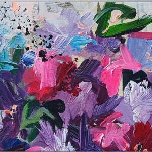 Original Abstract Flower Painting Floral Oil Painting Impasto Flowers ...