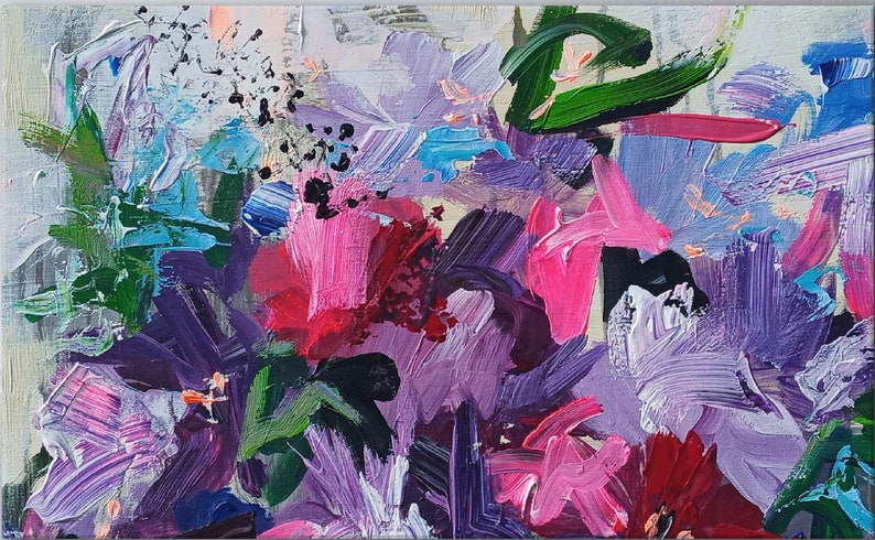 Original Abstract Flower Painting Floral Oil Painting Impasto - Etsy