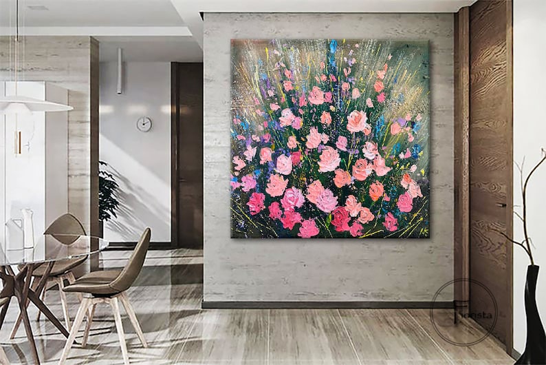 3d Art Pink Flowers Flower Art on Canvas Flower Art on the Etsy