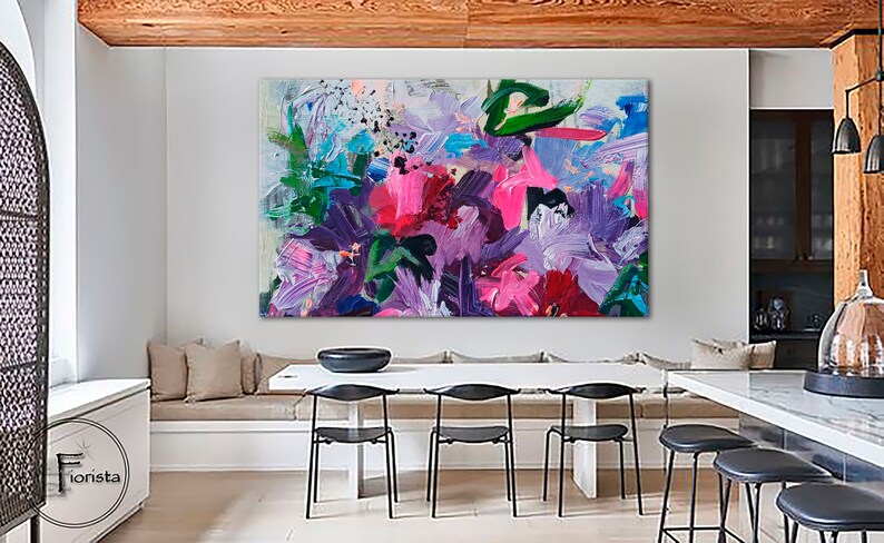 Original Abstract Flower Painting Floral Oil Painting Impasto Flowers ...