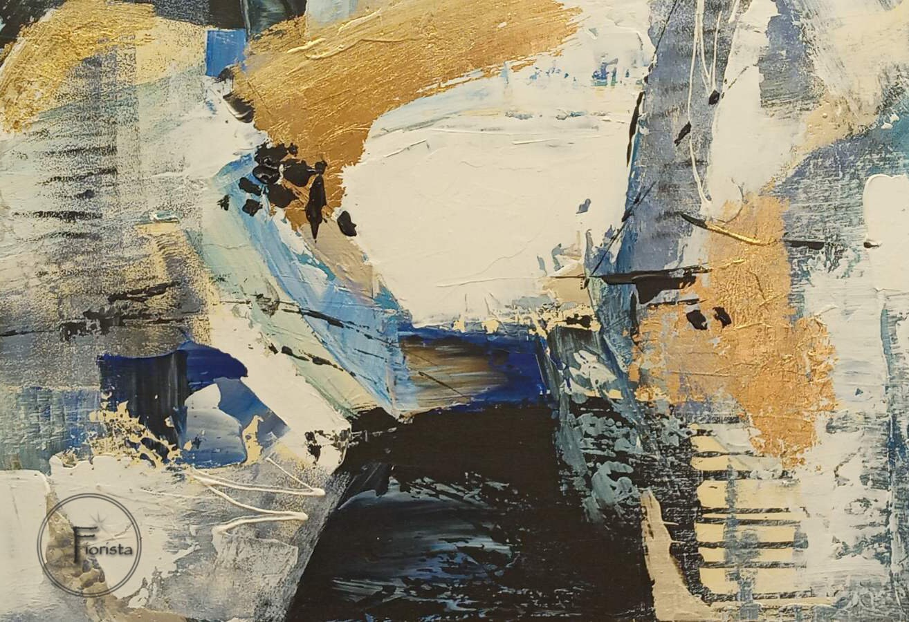 大きなオリジナル抽象画、カラフルな絵画、金箔の油絵、リビングルーム